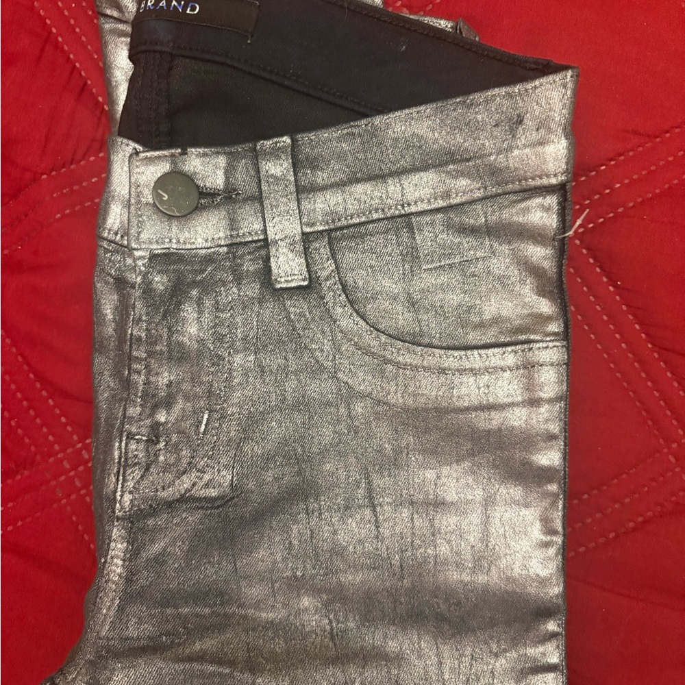 JBrand Metallic Silver Jeans